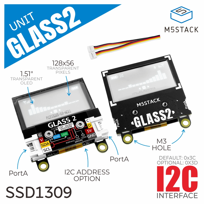 M5Stack Core2 - Unidad oficial Glass2 M5Stack con OLED